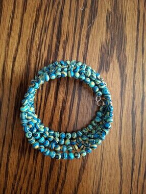 Mexican Calcite Beaded Memory Wire Wrap Bracelet